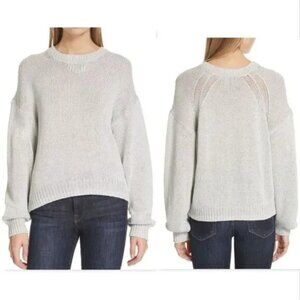 Brochu Walker Maya Open Knit Sweatshirt, Metallic Pewter Combo, Size Small